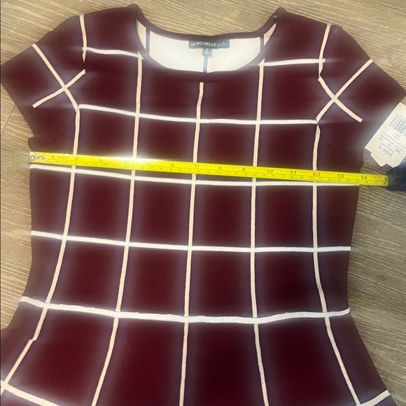 My Michelle Girls Dress Windowpane Fit Flare Size L / 14 color Wine and Ivory - Picture 12 of 16
